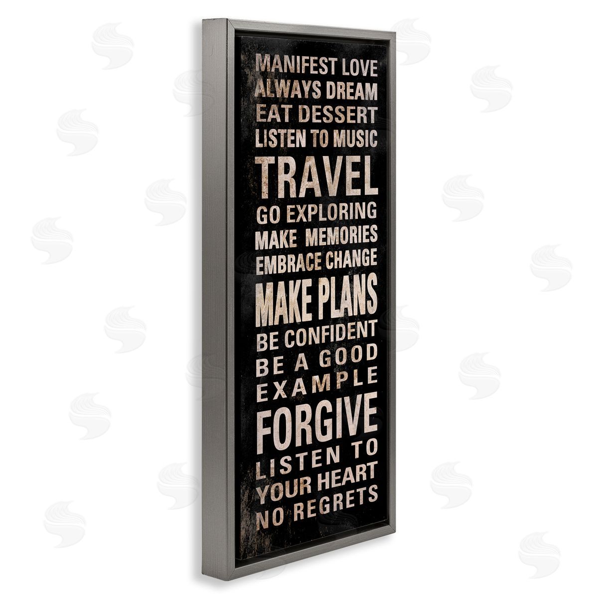 Manifest Love Phrases Grey Floating Frame Canvas Wall Art, Home Decor by Sd Graphics Studio