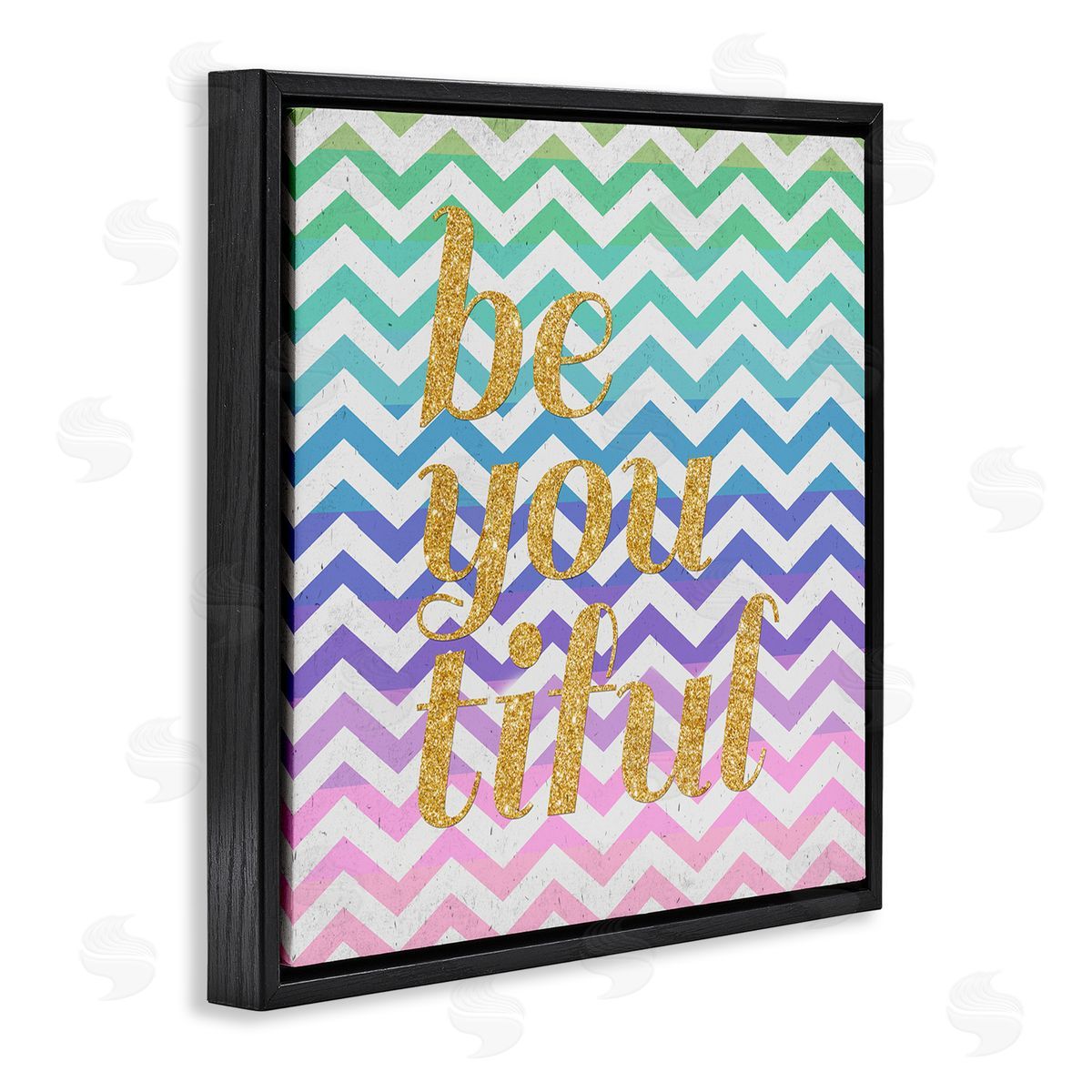 SD Graphics Studio Chevron Beautiful Phrase Black Floating Frame Canvas Wall Art Print