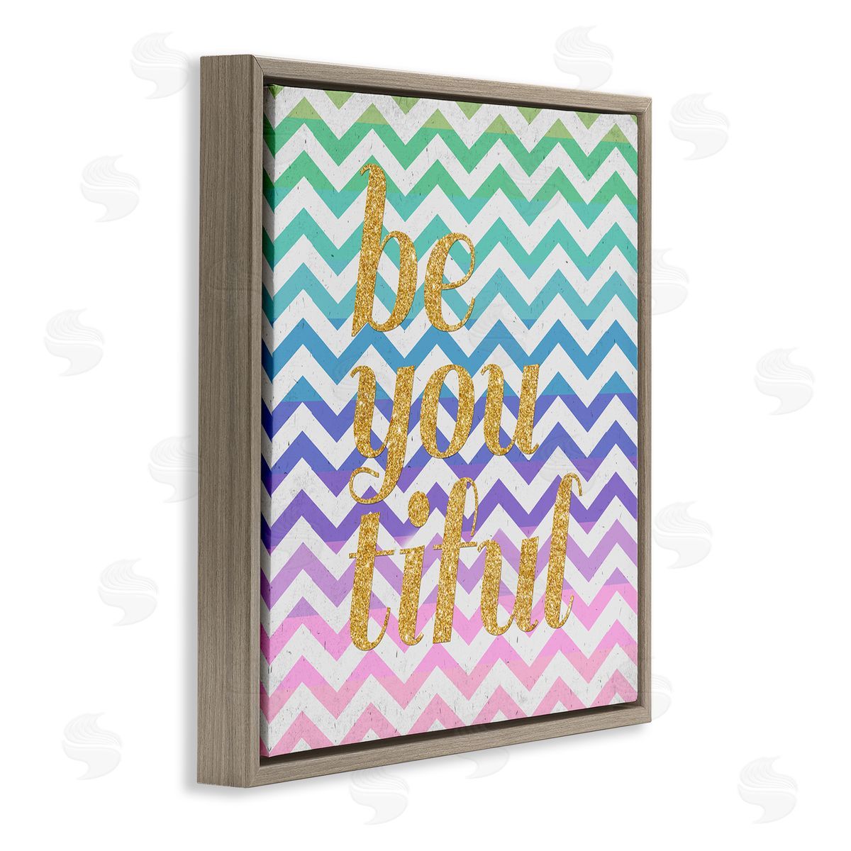 SD Graphics Studio Chevron Beautiful Phrase Brown Floating Frame Canvas Wall Art Print