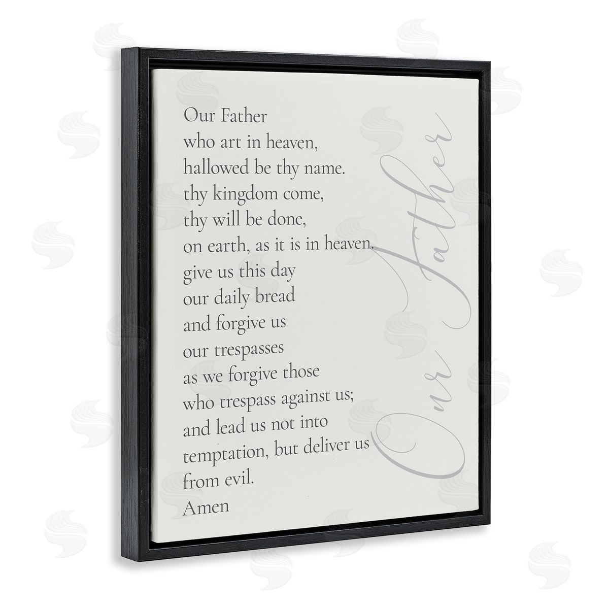 Our Father Prayer Black Floating Frame Canvas Wall Art, Home Decor by Anna Quach