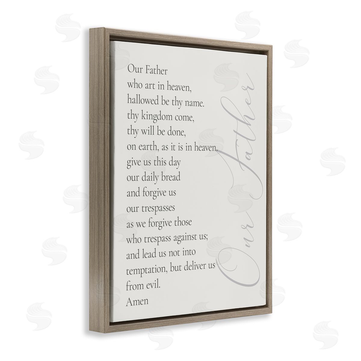 Our Father Prayer Brown Floating Frame Canvas Wall Art, Home Decor by Anna Quach