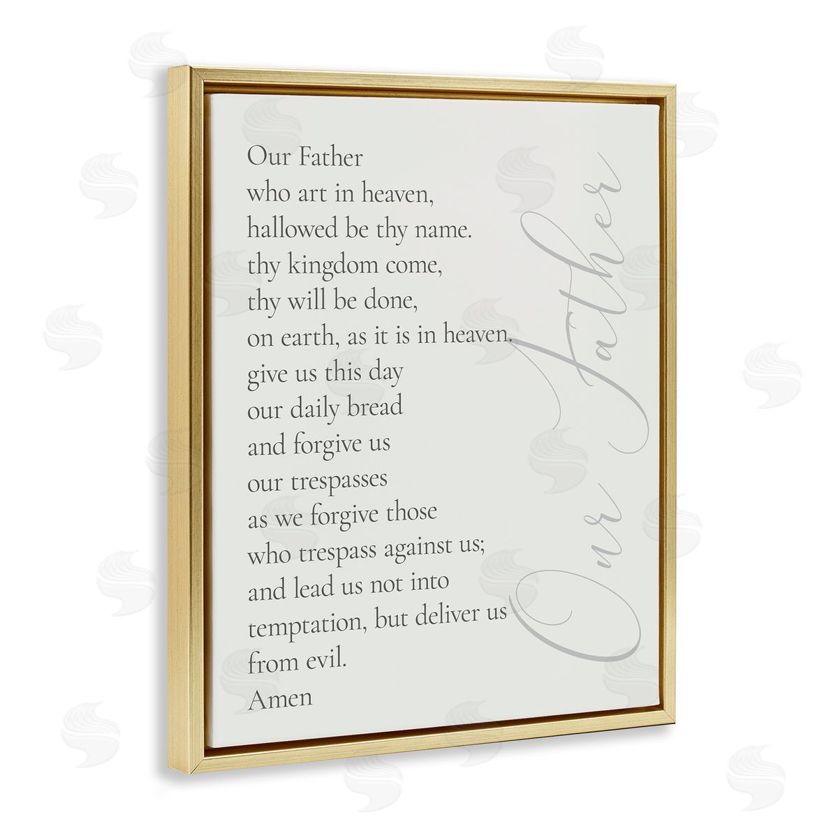 Our Father Prayer Gold Floating Frame Canvas Wall Art, Home Decor by Anna Quach