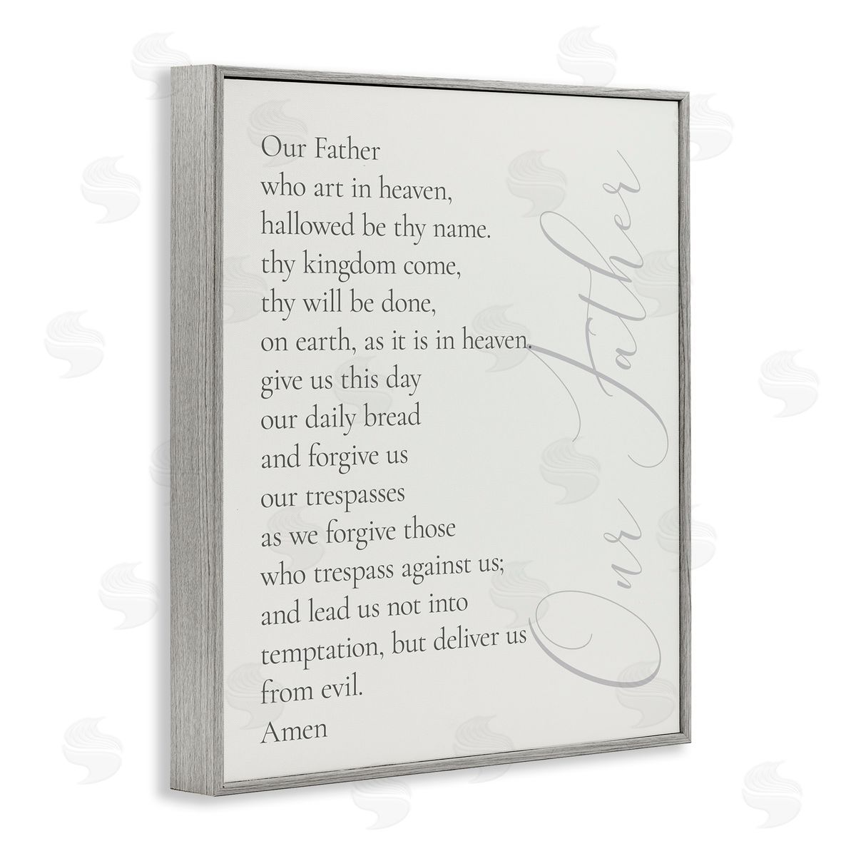 Our Father Prayer Grey Frame Print Wall Art, Home Decor by Anna Quach