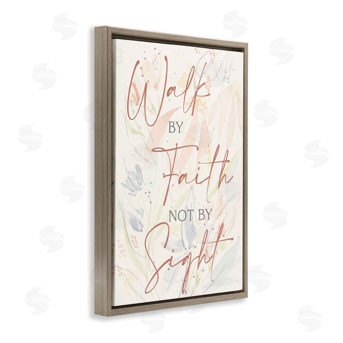 Walk By Faith Phrase Brown Floating Frame Canvas Wall Art, Home Decor by Krinlox