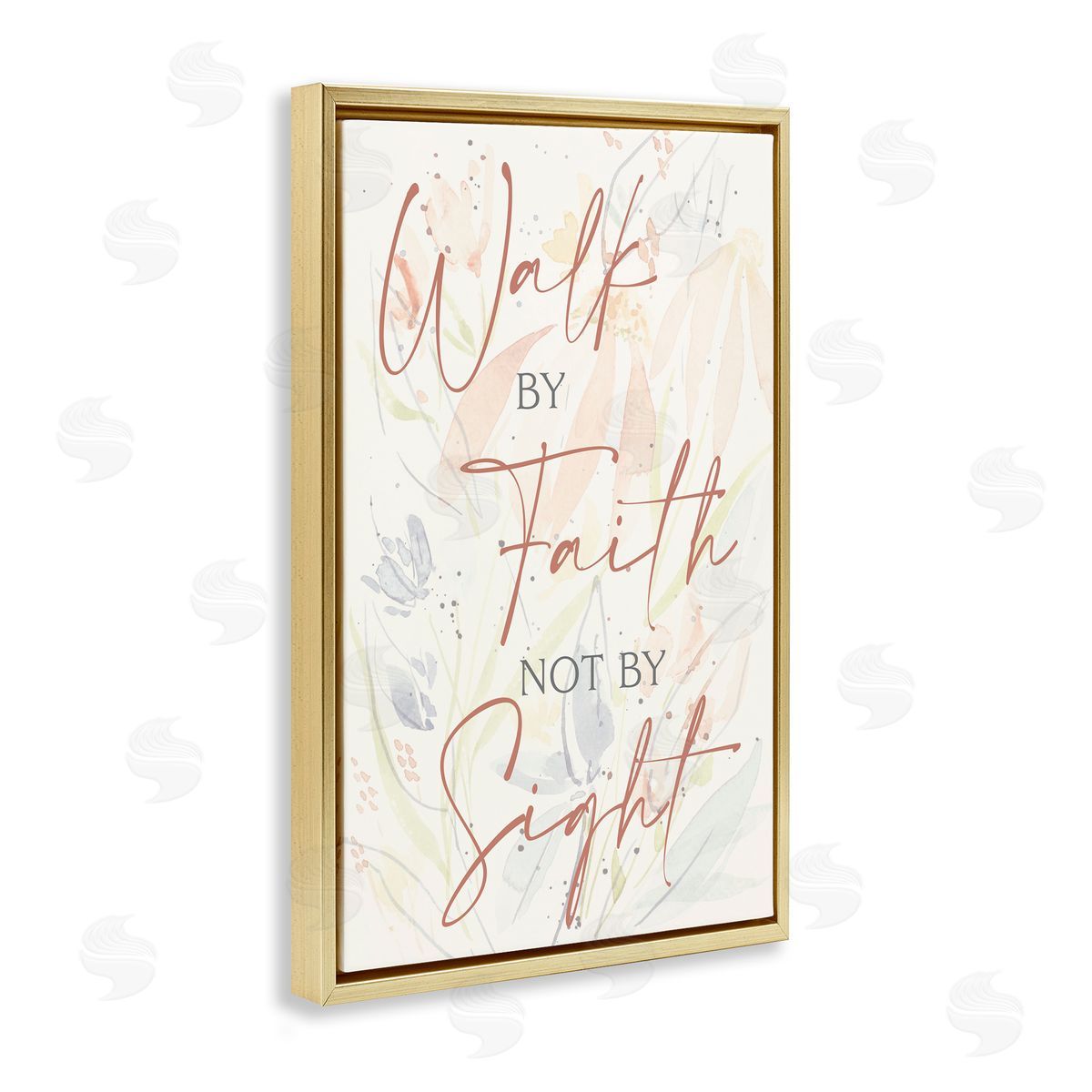 Walk By Faith Phrase Gold Floating Frame Canvas Wall Art, Home Decor by Krinlox
