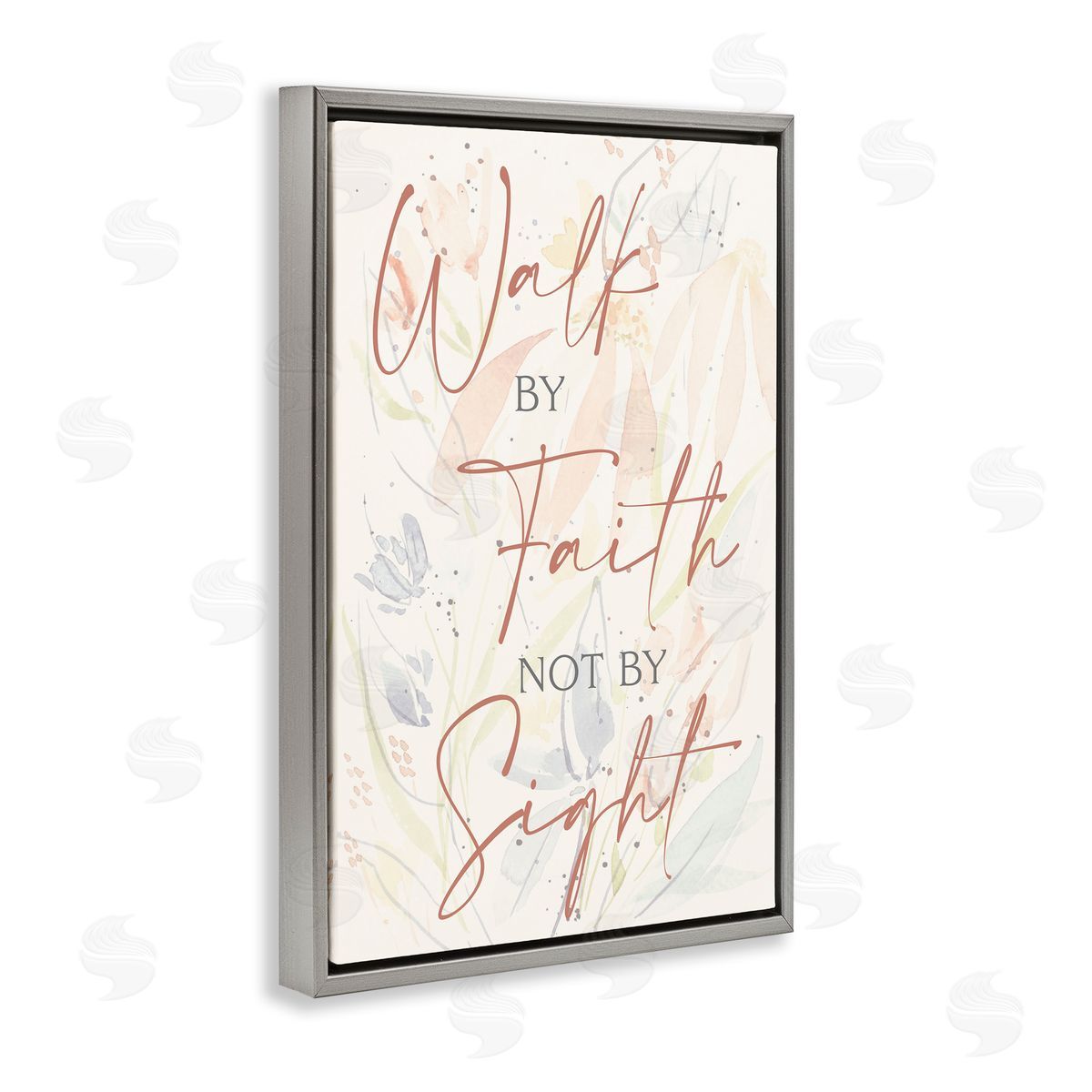 Walk By Faith Phrase Grey Floating Frame Canvas Wall Art, Home Decor by Krinlox