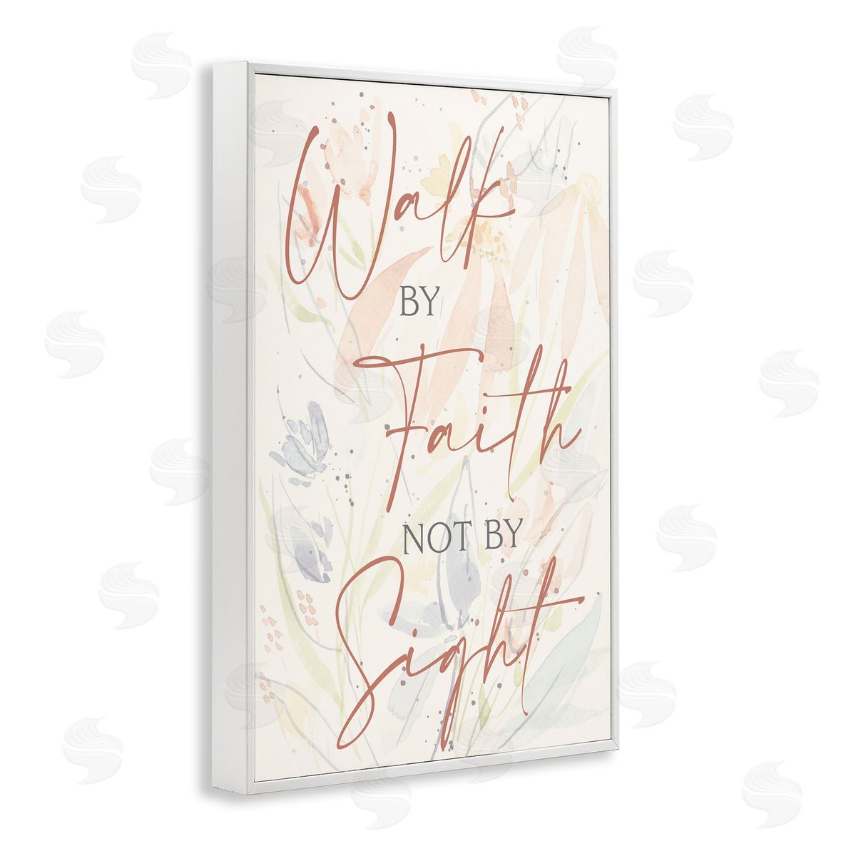 Walk By Faith Phrase White Frame Print Wall Art, Home Decor by Krinlox