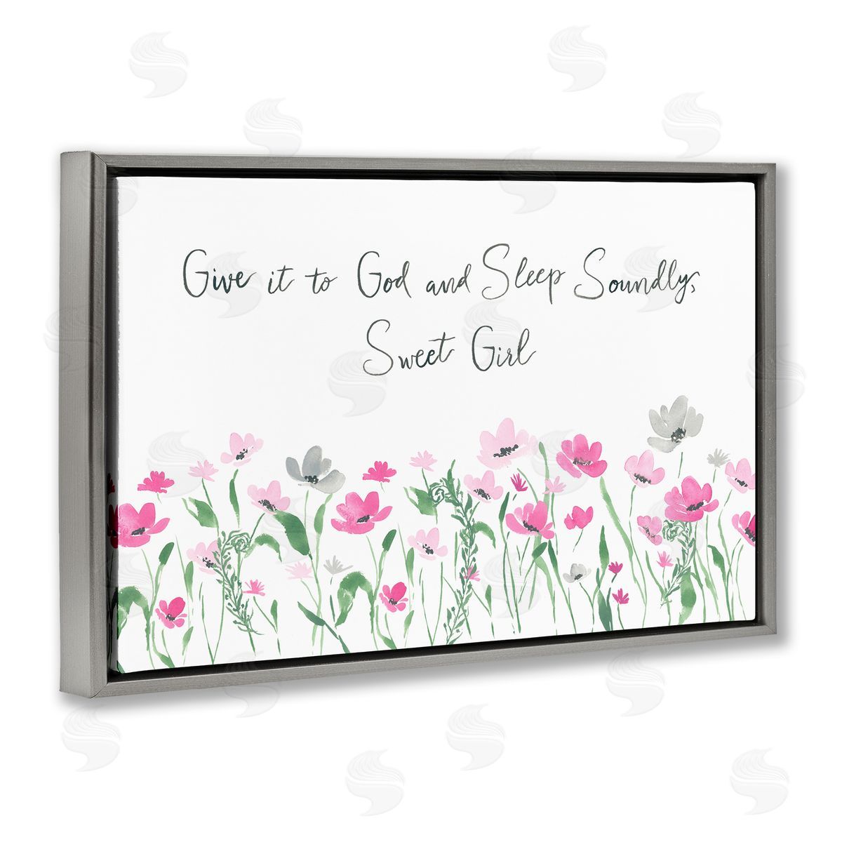 Lucille Price Sleep Soundly Sweet Girl Gray Floating Frame Canvas Wall Art Print