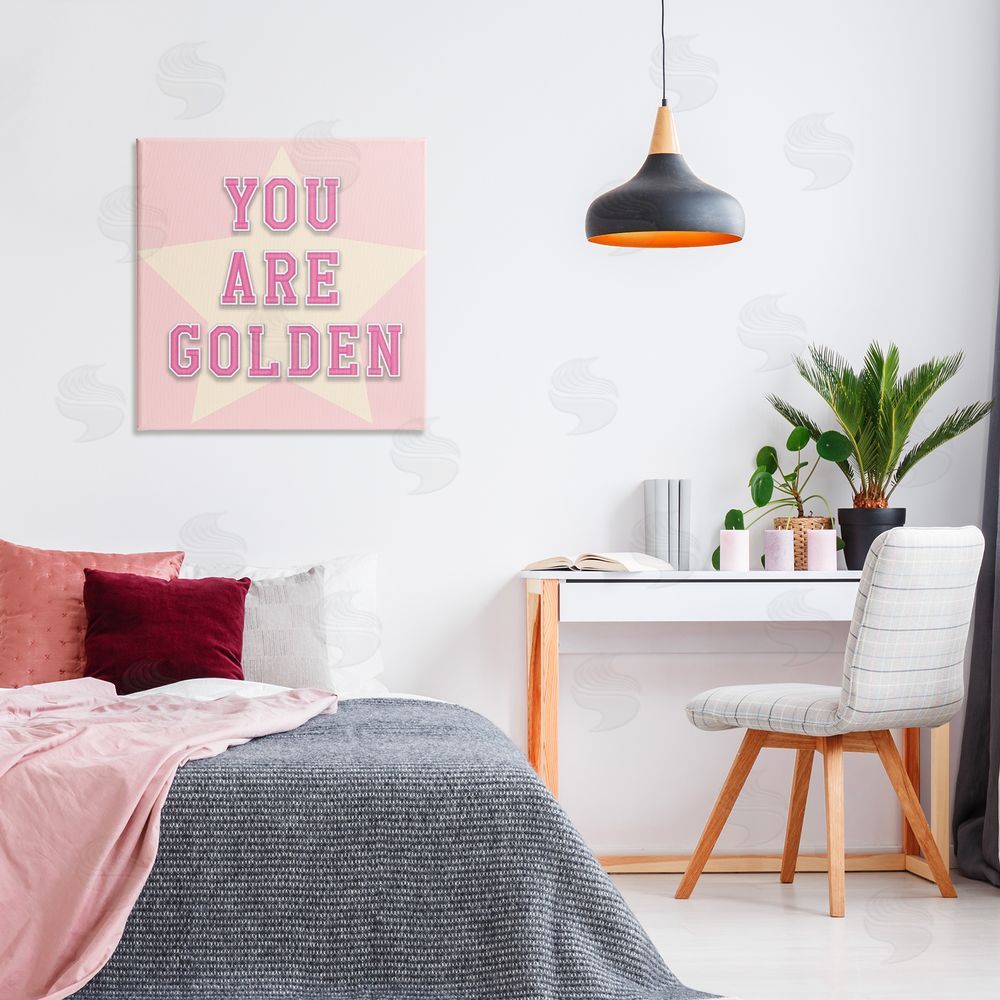 CAD Designs You Are Golden Phrase Canvas Wall Art Print in Room