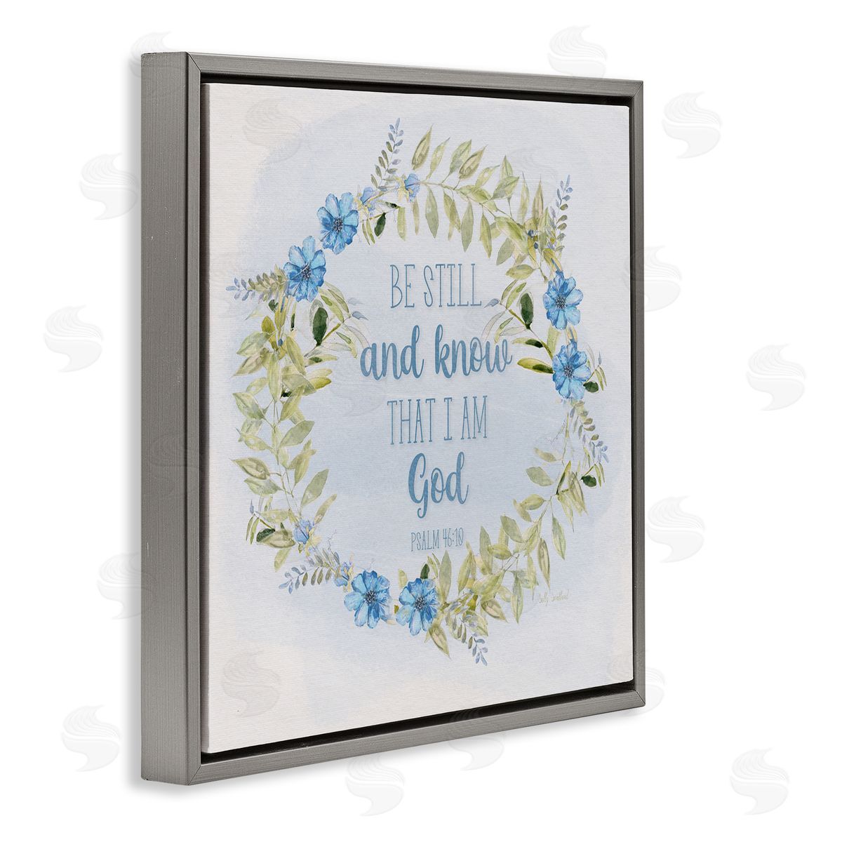 Sally Swatland Know I Am God Phrase Gray Floating Frame Canvas Wall Art Print