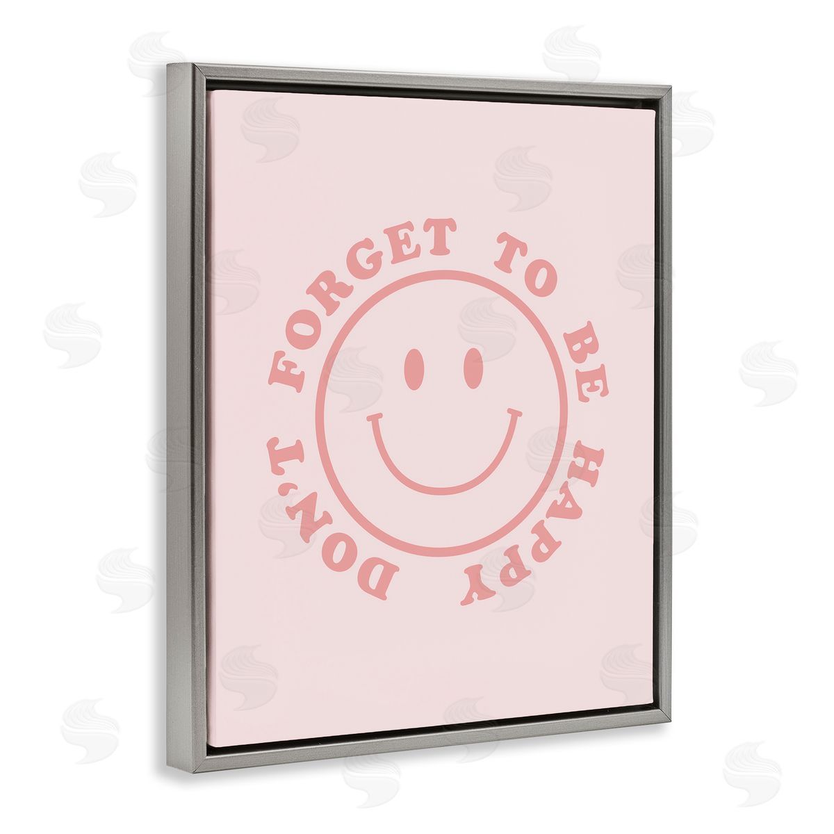 CAD Designs Don't Forget Be Happy Gray Floating Frame Canvas Wall Art Print