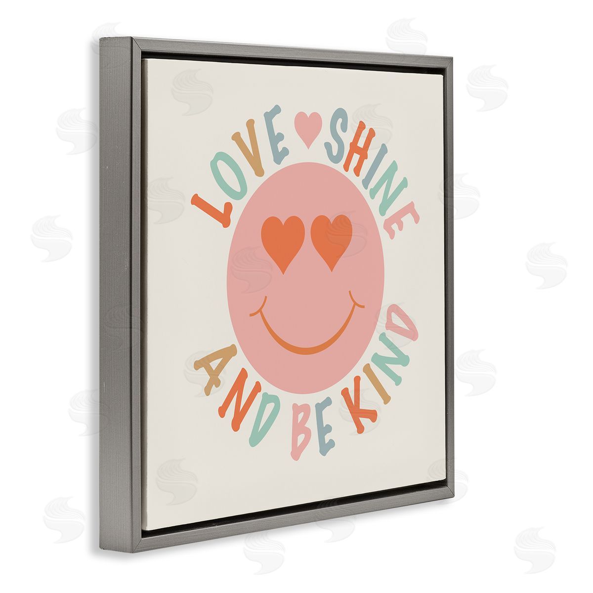 Katrina Craven Retro Be Kind Gray Floating Frame Canvas Wall Art Print