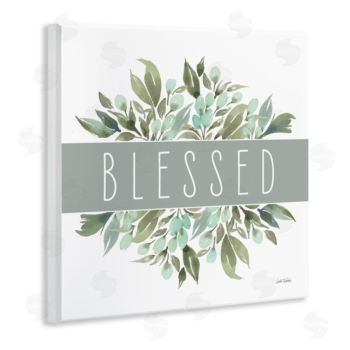 Leslie Trimbach Blessed Cottage Florals Wooden Wall Plaque Art Print