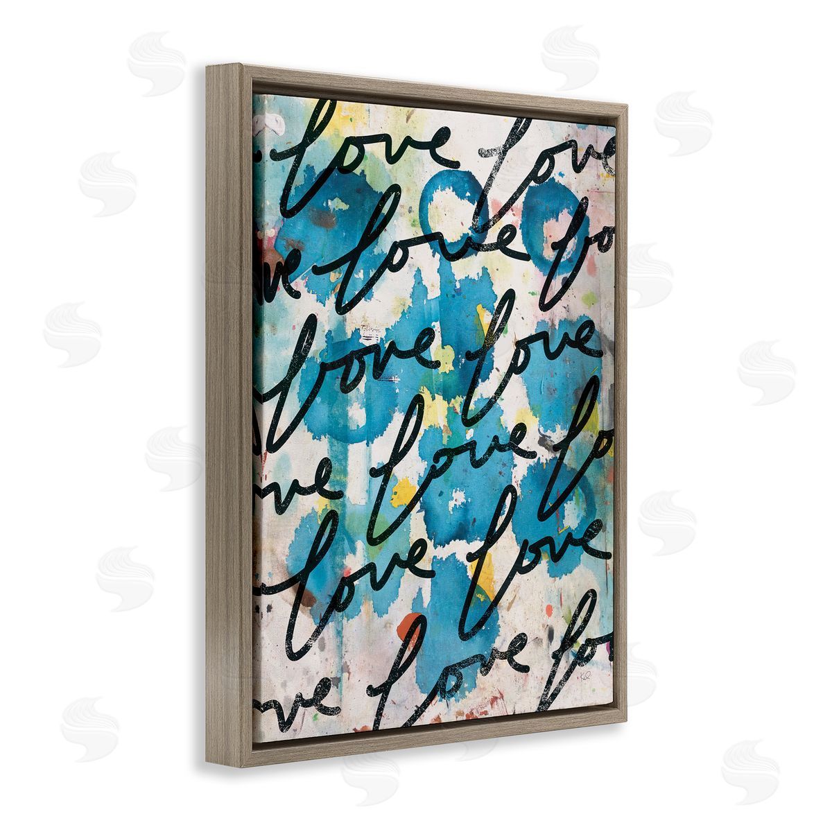 Urban Love Pattern Brown Floating Frame Canvas Wall Art, Home Decor by Kent Youngstrom