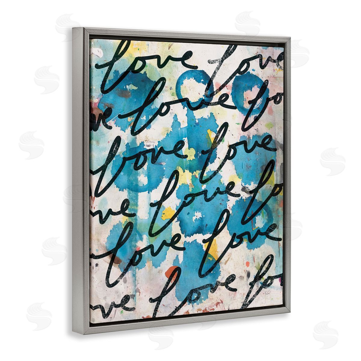 Urban Love Pattern Grey Floating Frame Canvas Wall Art, Home Decor by Kent Youngstrom