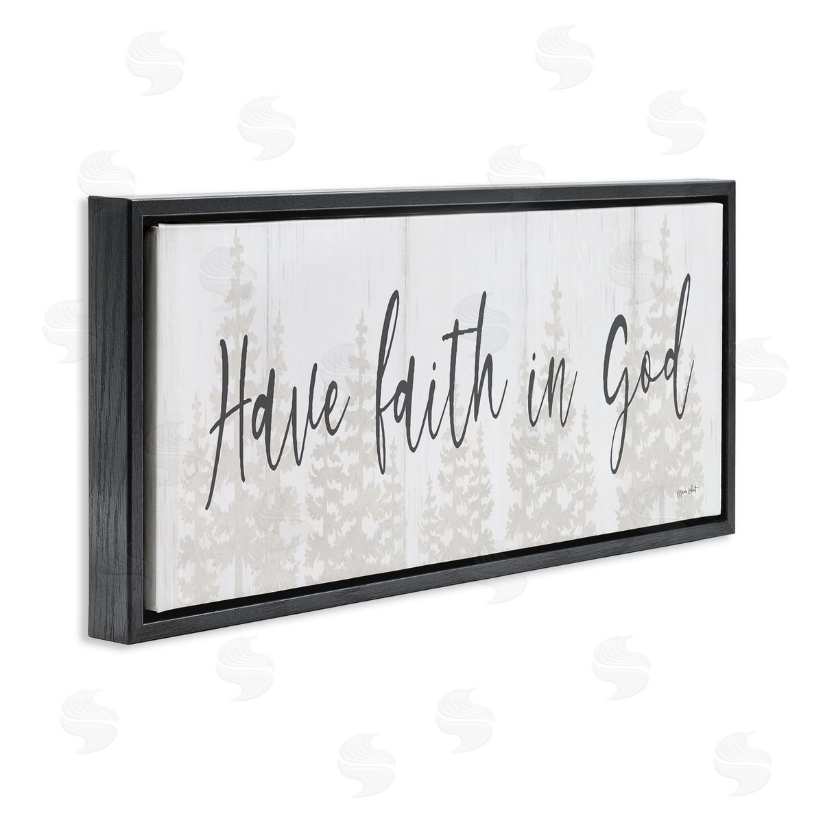 Faith In God Phrase Black Floating Frame Canvas Wall Art, Home Decor by Annie LaPoint