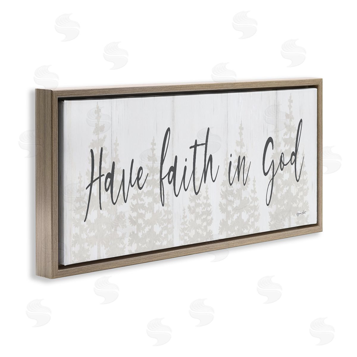 Faith In God Phrase Brown Floating Frame Canvas Wall Art, Home Decor by Annie LaPoint