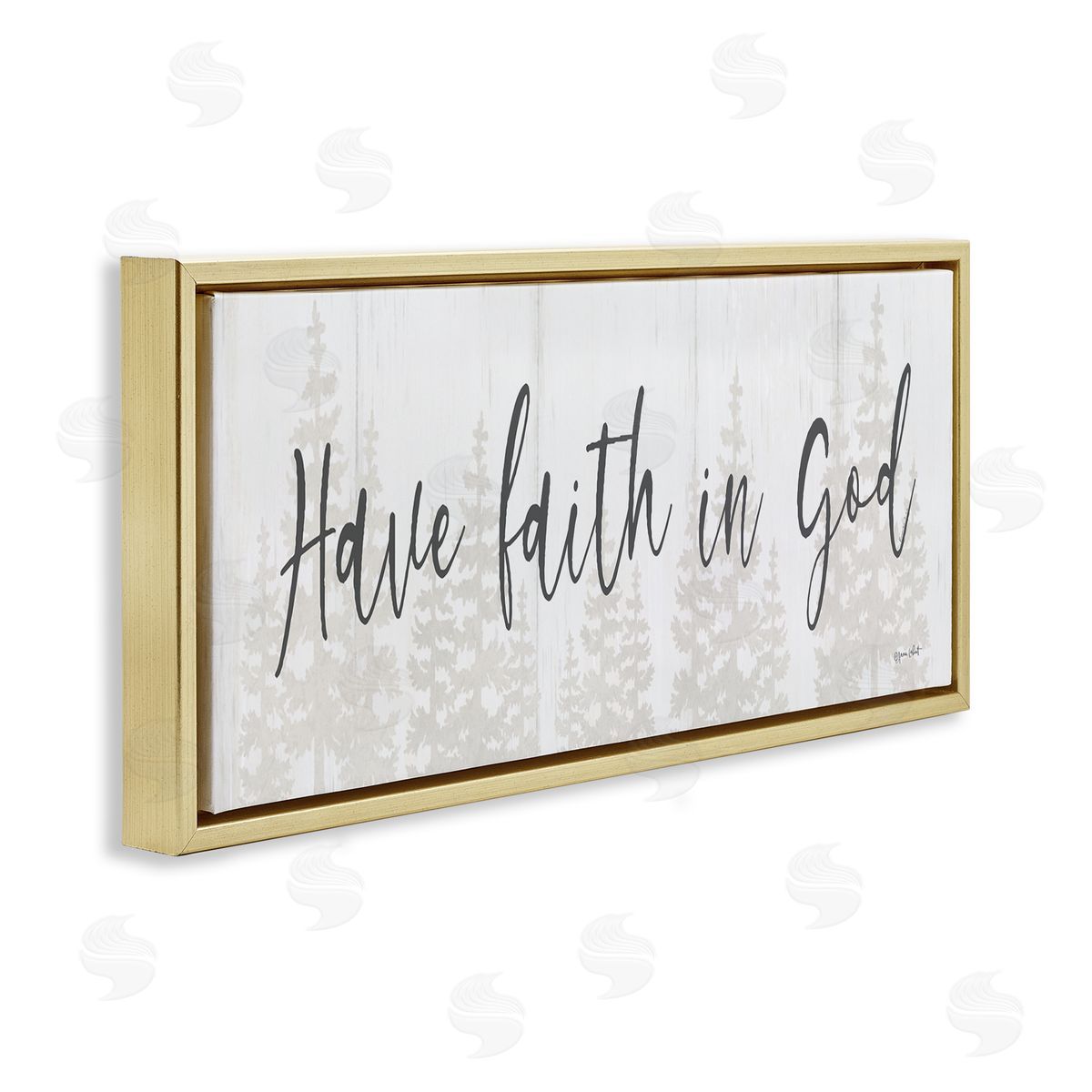 Faith In God Phrase Gold Floating Frame Canvas Wall Art, Home Decor by Annie LaPoint