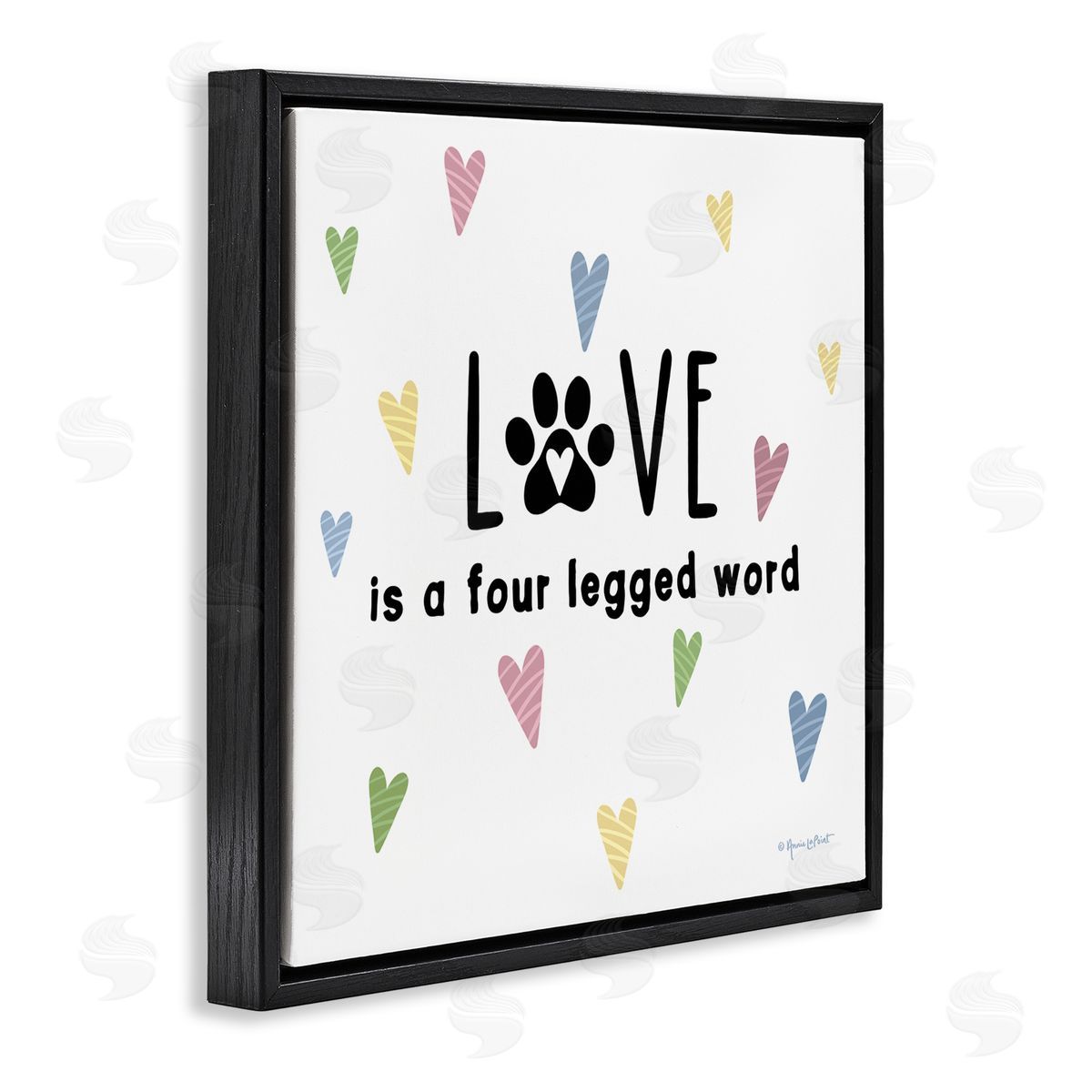 Annie LaPoint Love Four Legged Black Floating Frame Canvas Wall Art Print
