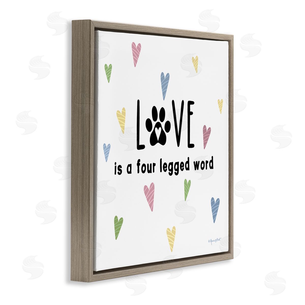 Annie LaPoint Love Four Legged Brown Floating Frame Canvas Wall Art Print