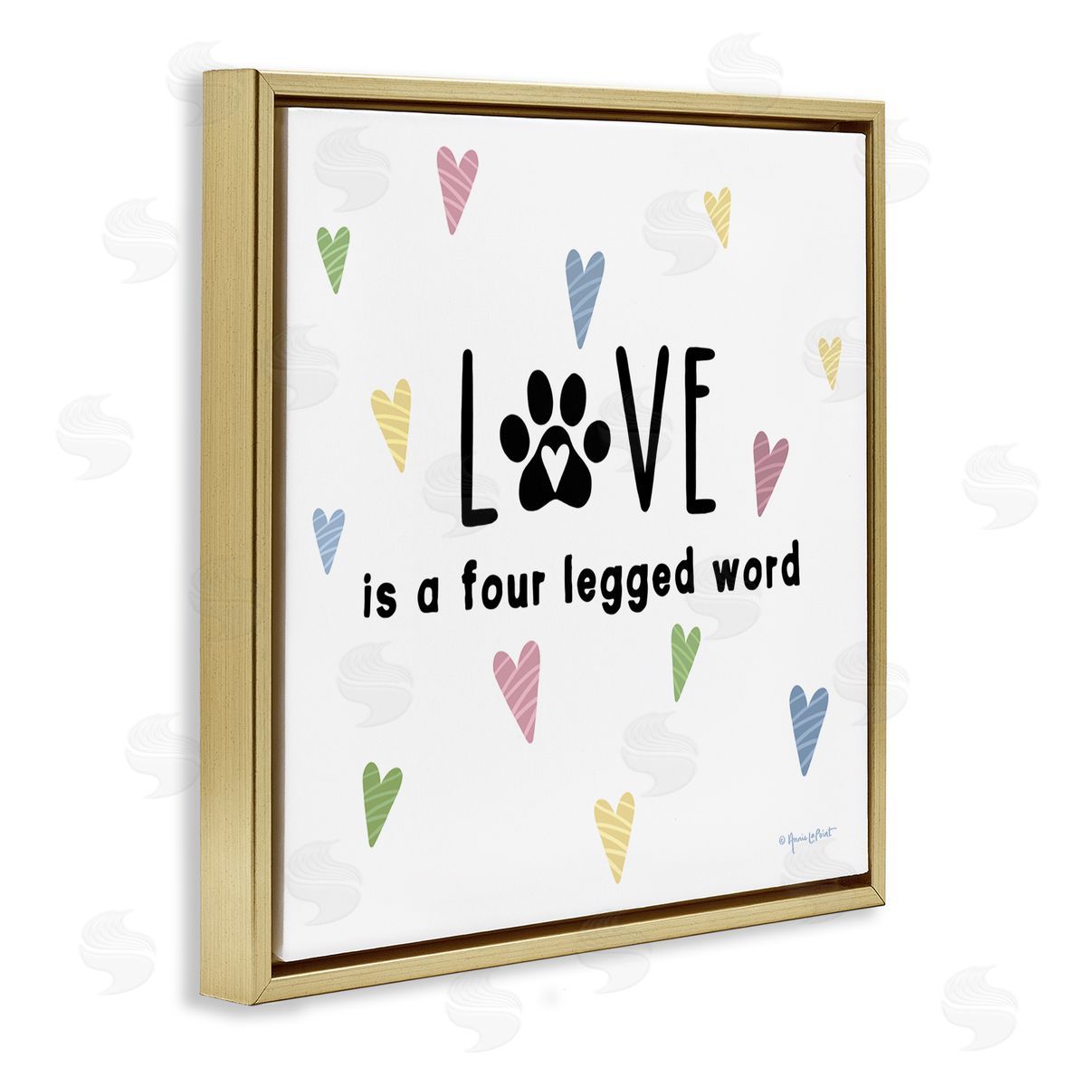 Annie LaPoint Love Four Legged Gold Floating Frame Canvas Wall Art Print
