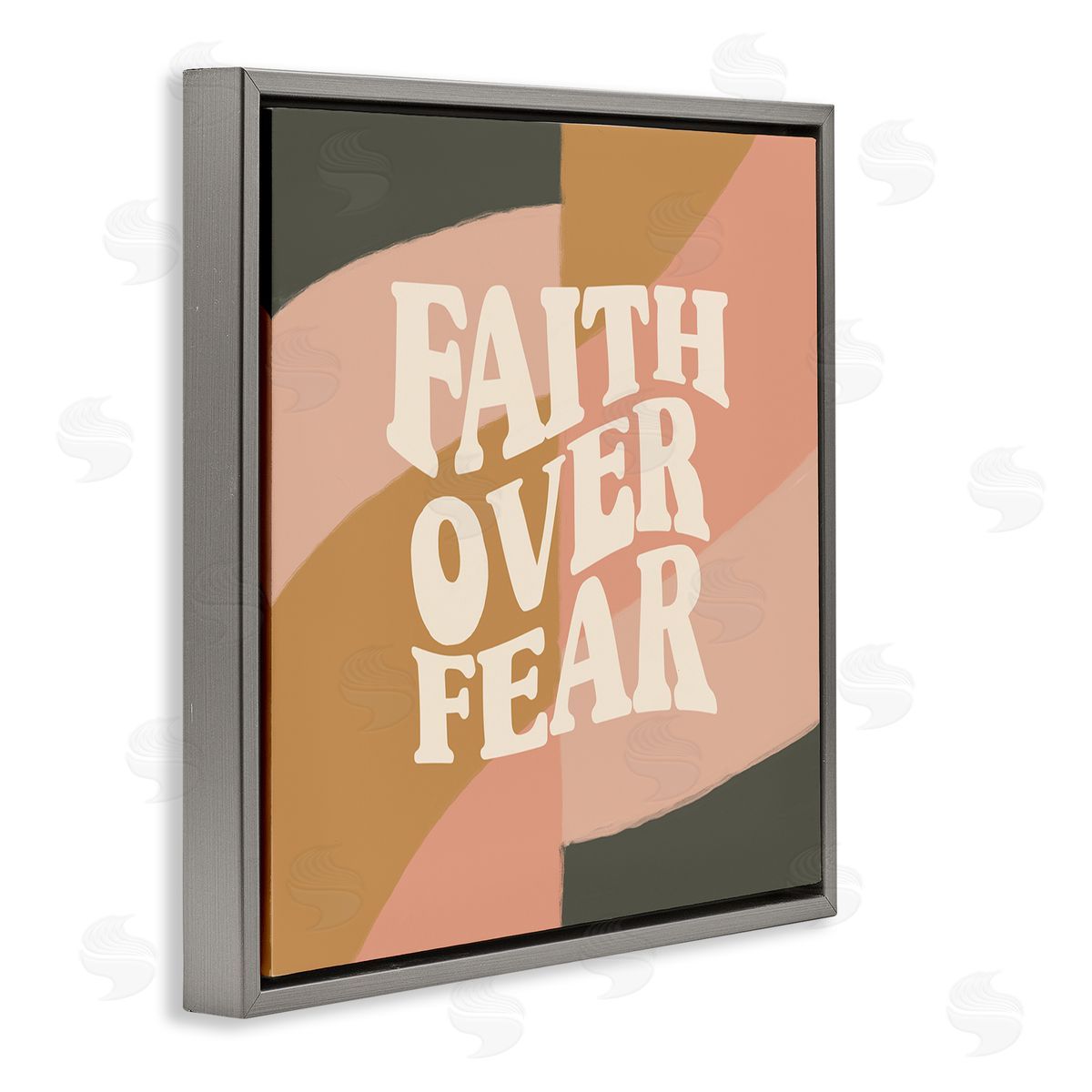 Amylee Weeks Faith Over Fear Gray Floating Frame Canvas Wall Art Print