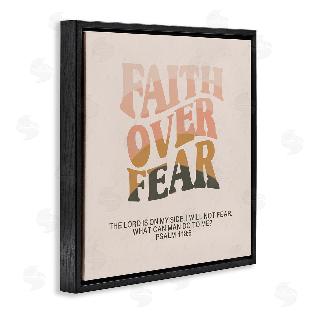 Amylee Weeks Retro Faith Over Fear Black Floating Frame Canvas Wall Art Print