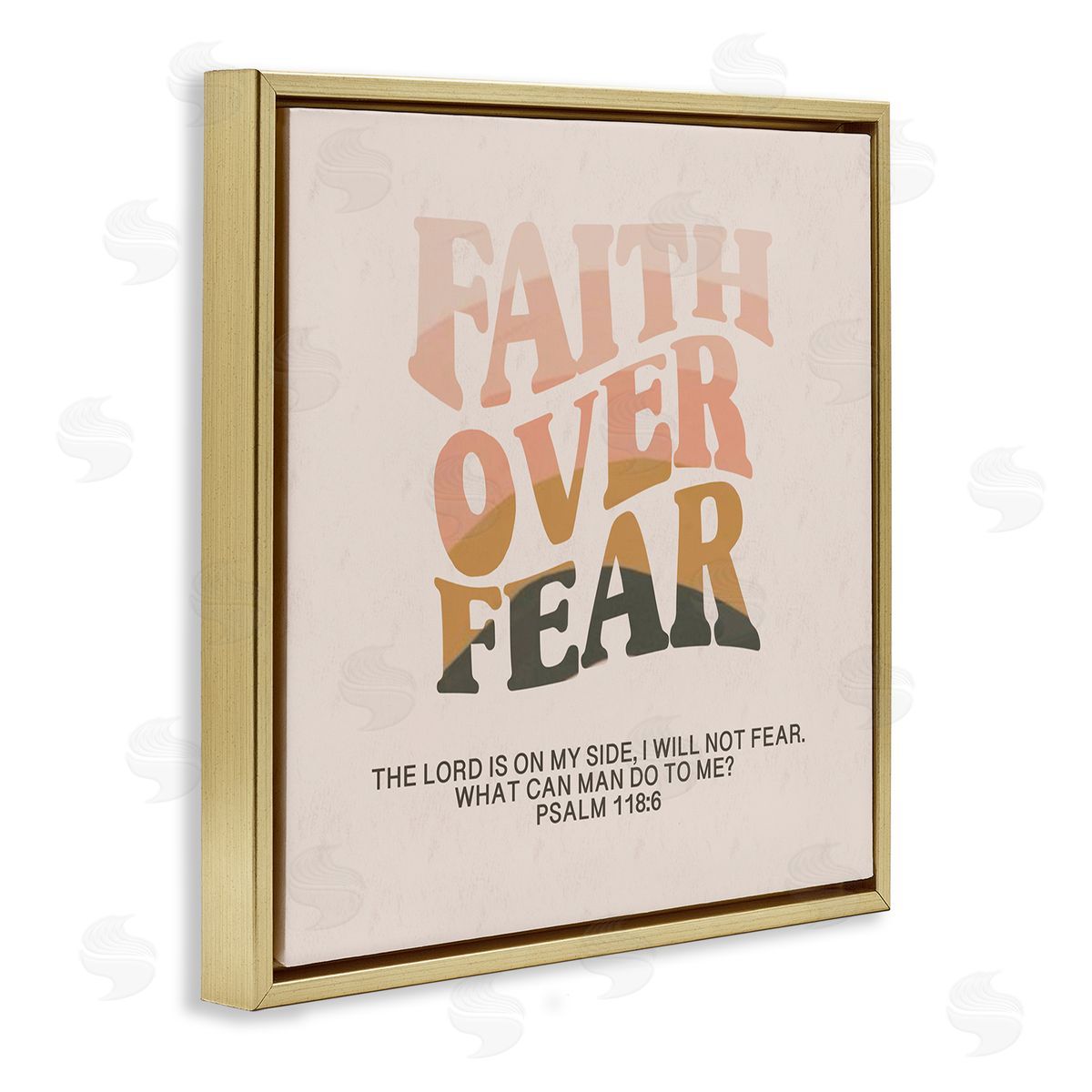 Amylee Weeks Retro Faith Over Fear Gold Floating Frame Canvas Wall Art Print