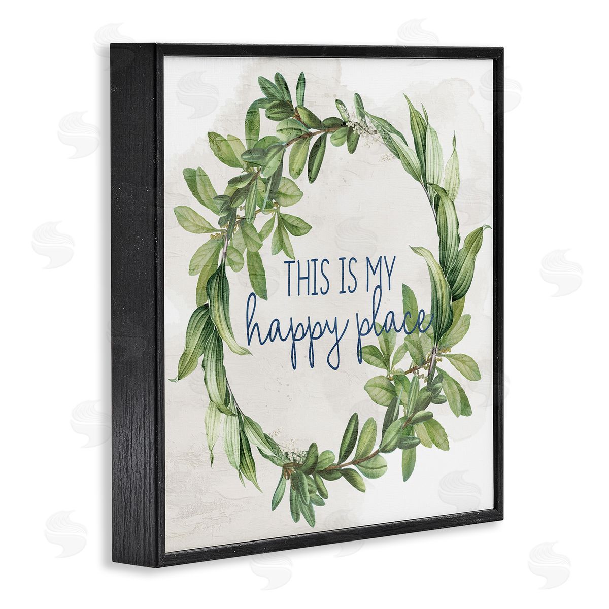 Anne Bailey Happy Place Wreath Black Framed Giclee Wall Art Print