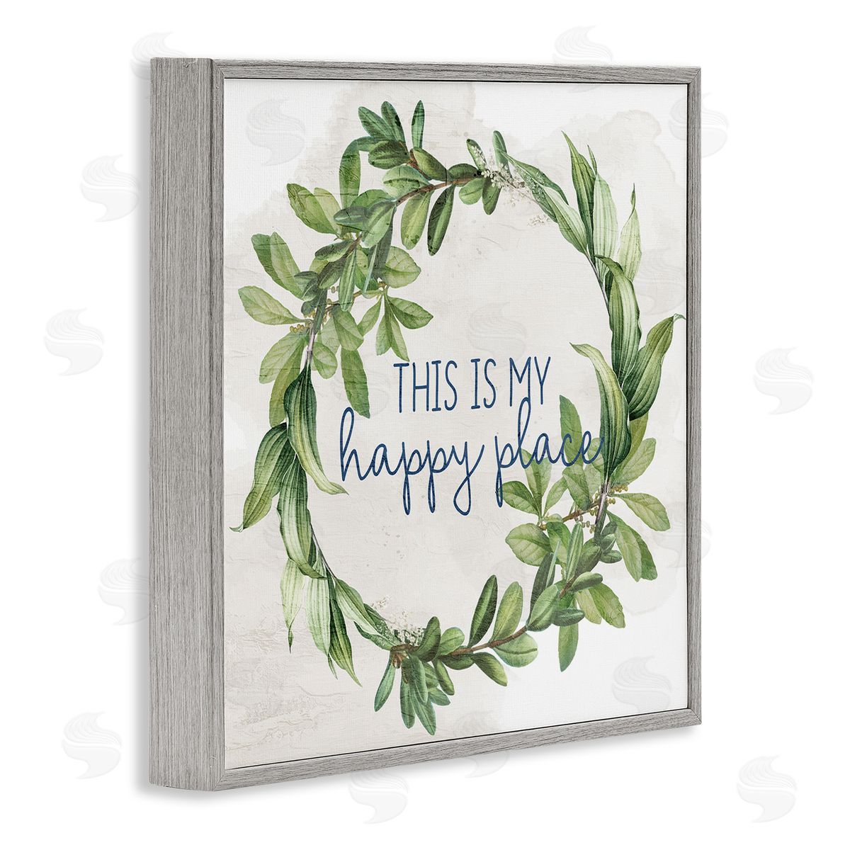 Anne Bailey Happy Place Wreath Gray Framed Giclee Wall Art Print