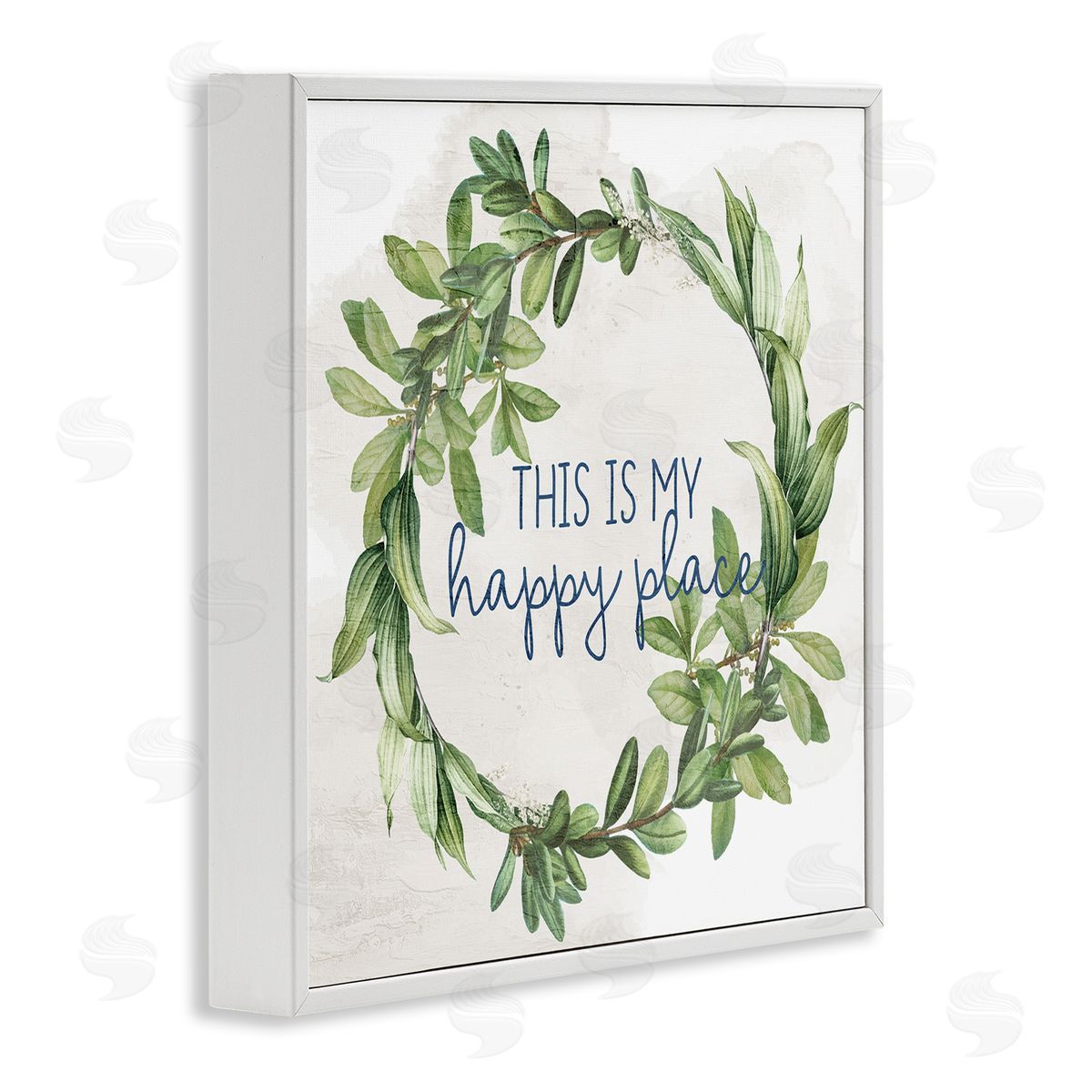 Anne Bailey Happy Place Wreath White Framed Giclee Wall Art Print