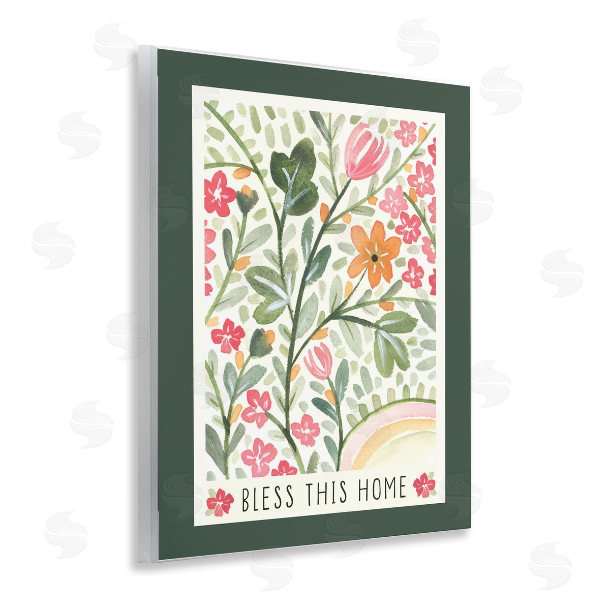Floral Bless Phrase Wood Plaque Wall Art, Home Decor by Blue Chair Blessing