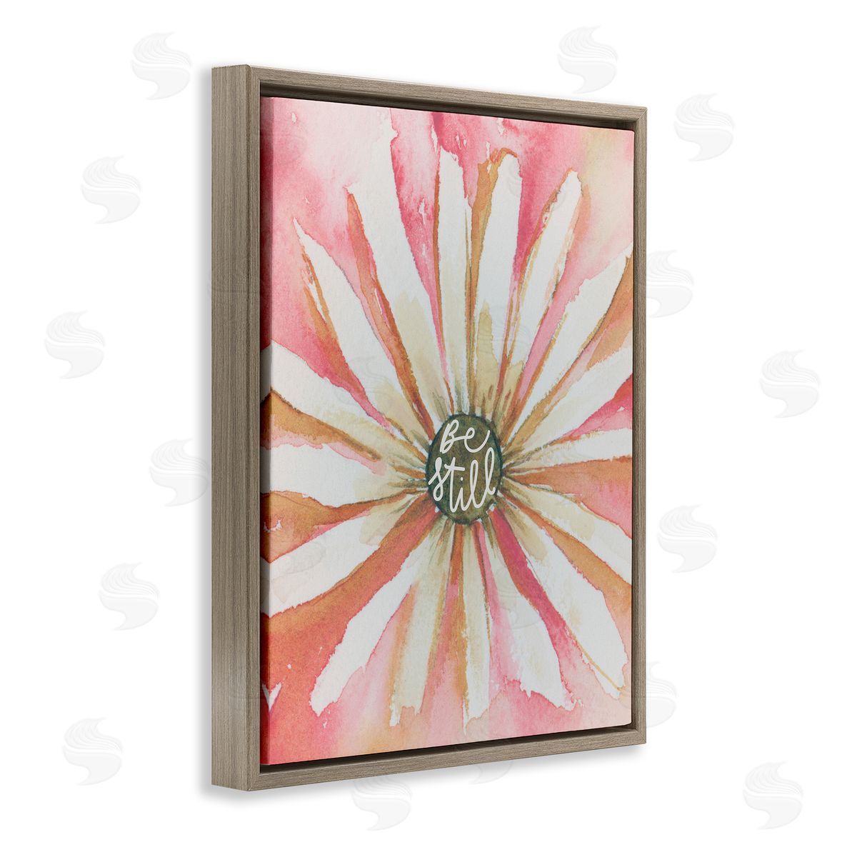 Daisy Petals on Pink Brown Floating Frame Canvas Wall Art, Home Decor by Blue Chair Blessing