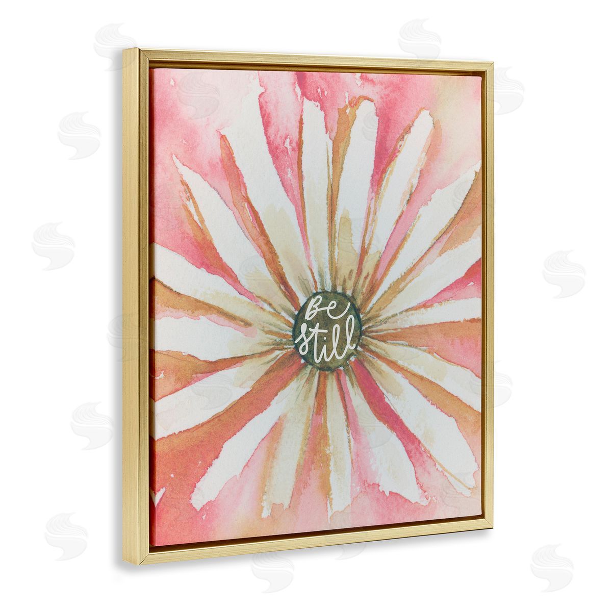 Daisy Petals on Pink Gold Floating Frame Canvas Wall Art, Home Decor by Blue Chair Blessing