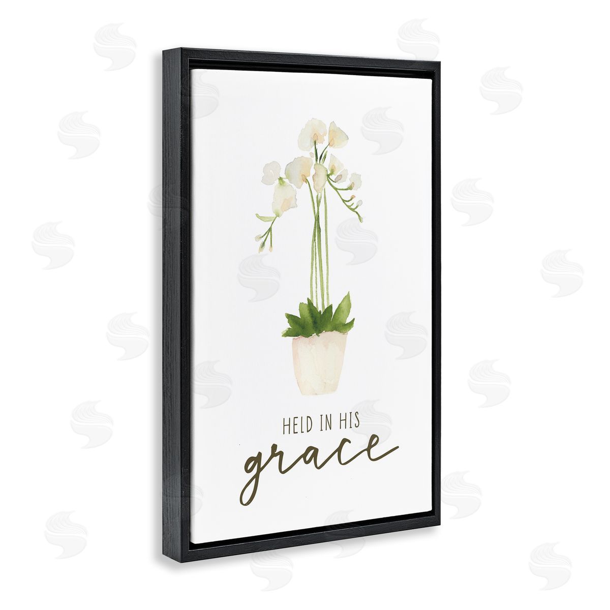 Held In His Grace Black Floating Frame Canvas Wall Art, Home Decor by Blue Chair Blessing