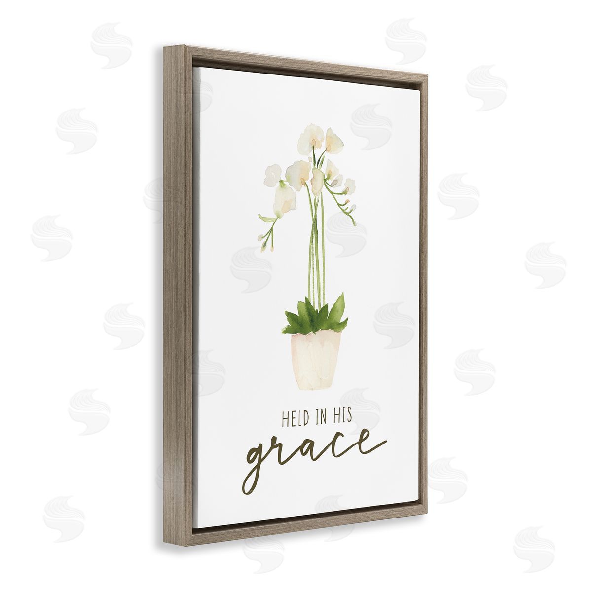 Held In His Grace Brown Floating Frame Canvas Wall Art, Home Decor by Blue Chair Blessing