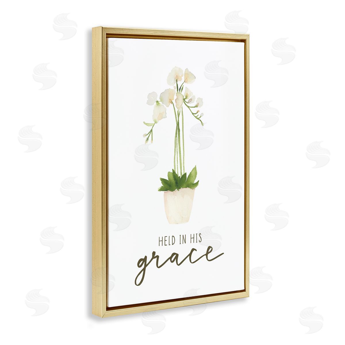 Held In His Grace Gold Floating Frame Canvas Wall Art, Home Decor by Blue Chair Blessing