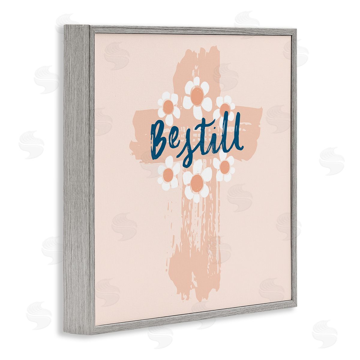 Be Still Pastel Cross Grey Frame Print Wall Art, Home Decor by Blue Chair Blessing
