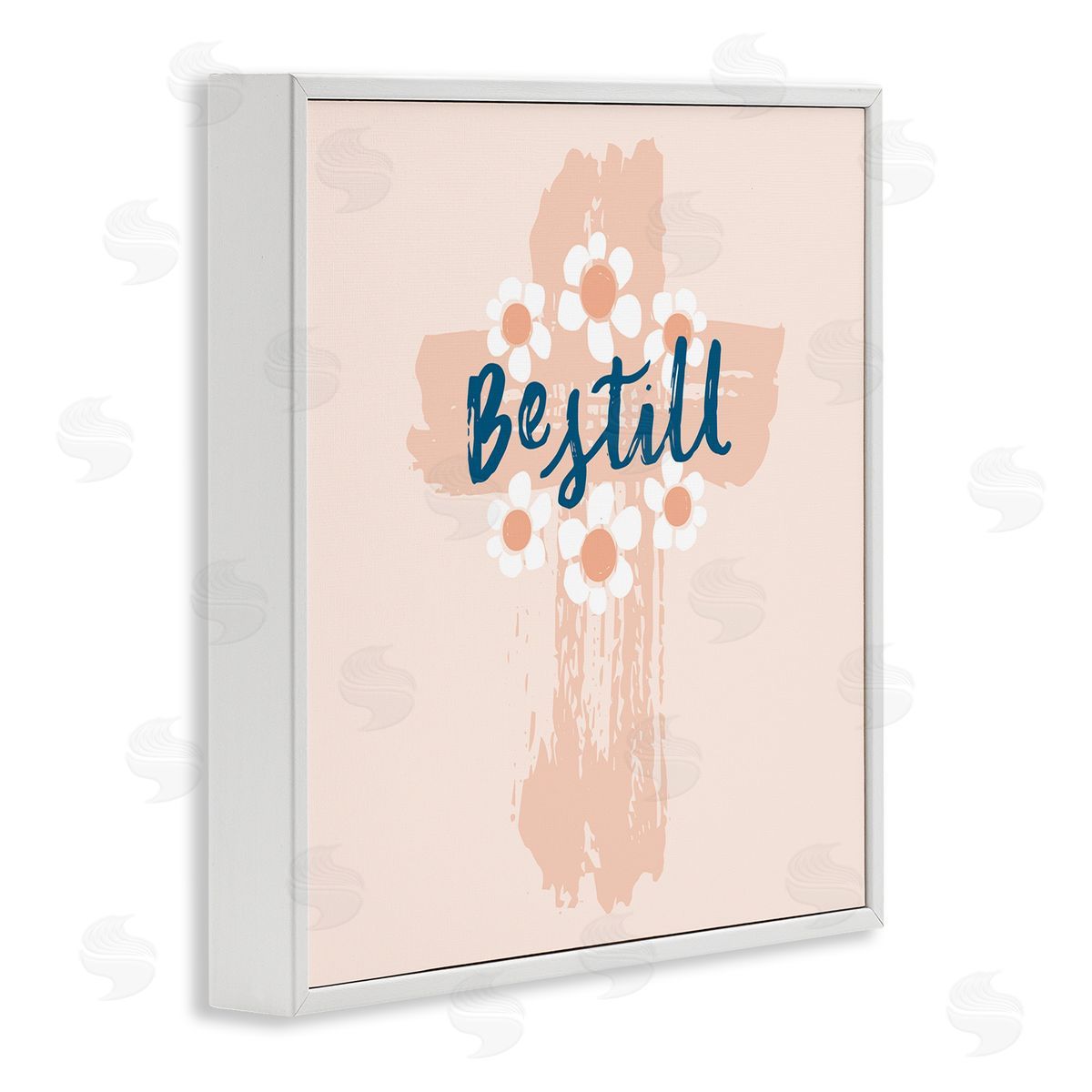 Be Still Pastel Cross White Frame Print Wall Art, Home Decor by Blue Chair Blessing