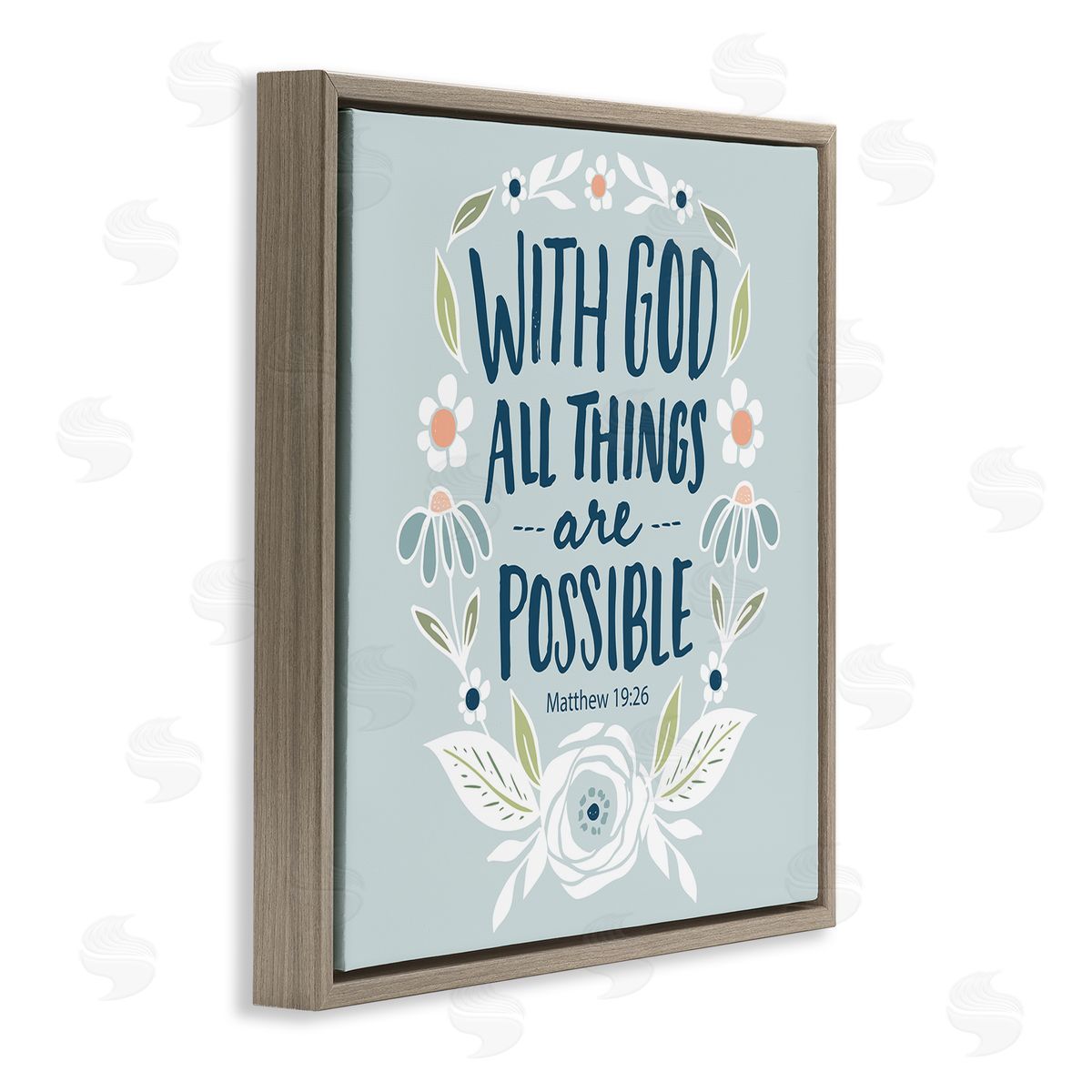 All Things Possible Verse Brown Floating Frame Canvas Wall Art, Home Decor by Blue Chair Blessing