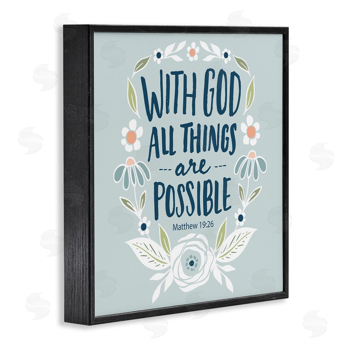 All Things Possible Verse Black Frame Print Wall Art, Home Decor by Blue Chair Blessing