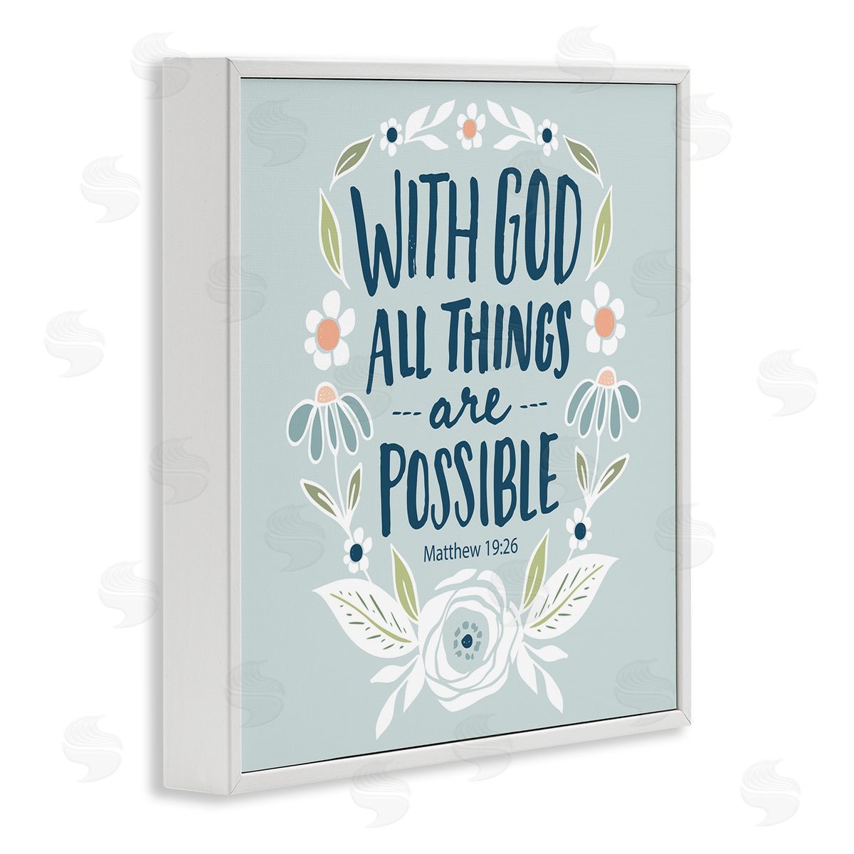 All Things Possible Verse White Frame Print Wall Art, Home Decor by Blue Chair Blessing