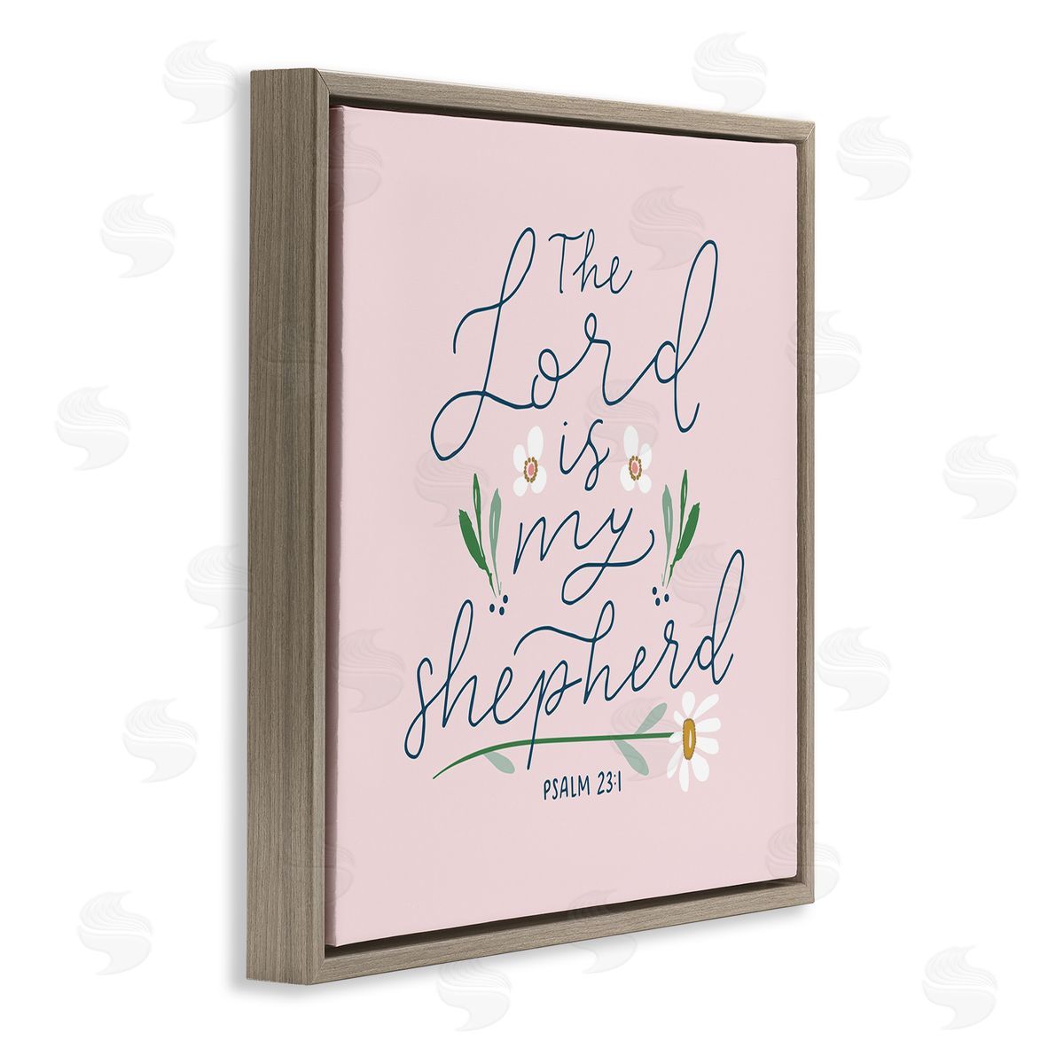 Blue Chair Blessing Lord Is My Shepherd Brown Floating Frame Canvas Wall Art Print
