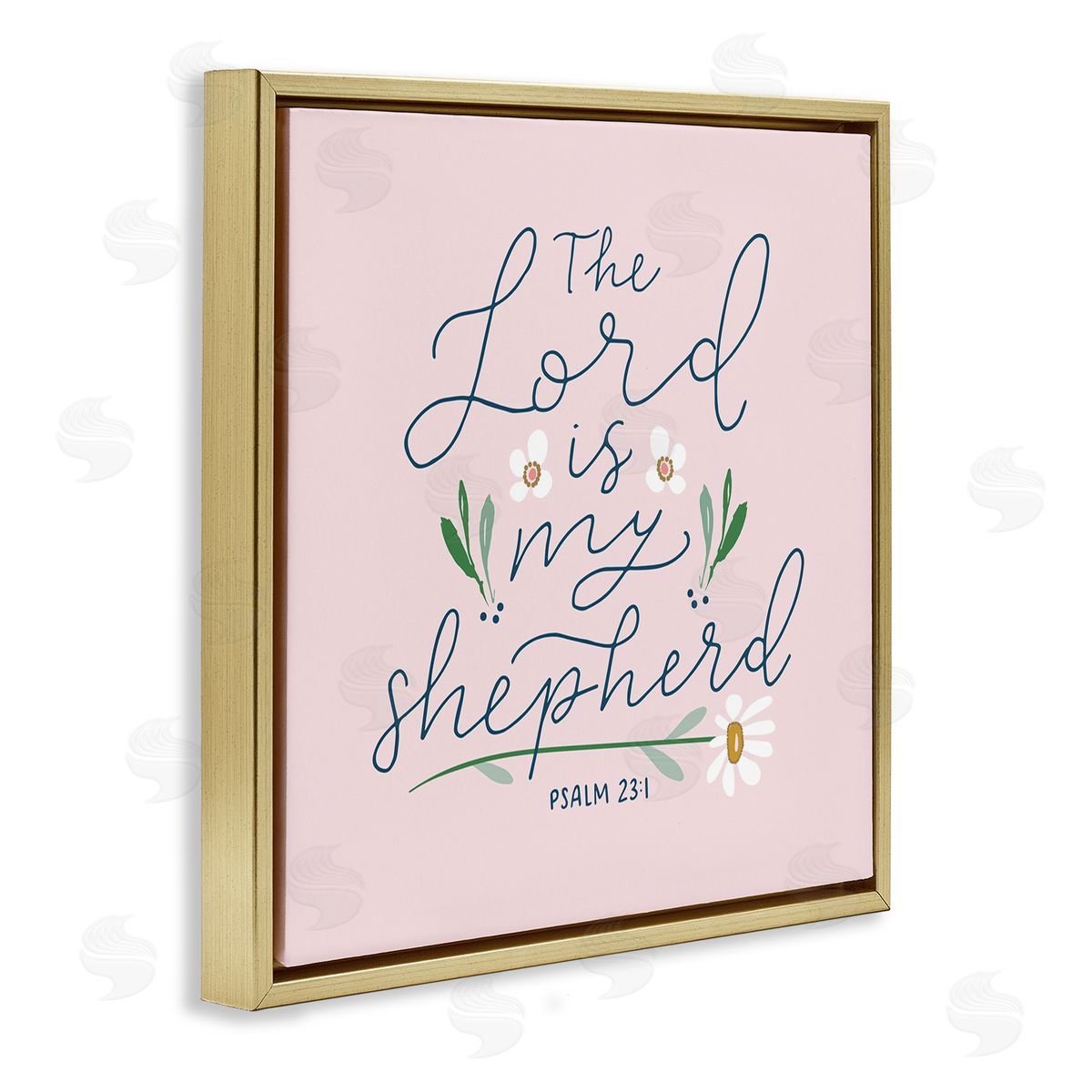 Blue Chair Blessing Lord Is My Shepherd Gold Floating Frame Canvas Wall Art Print