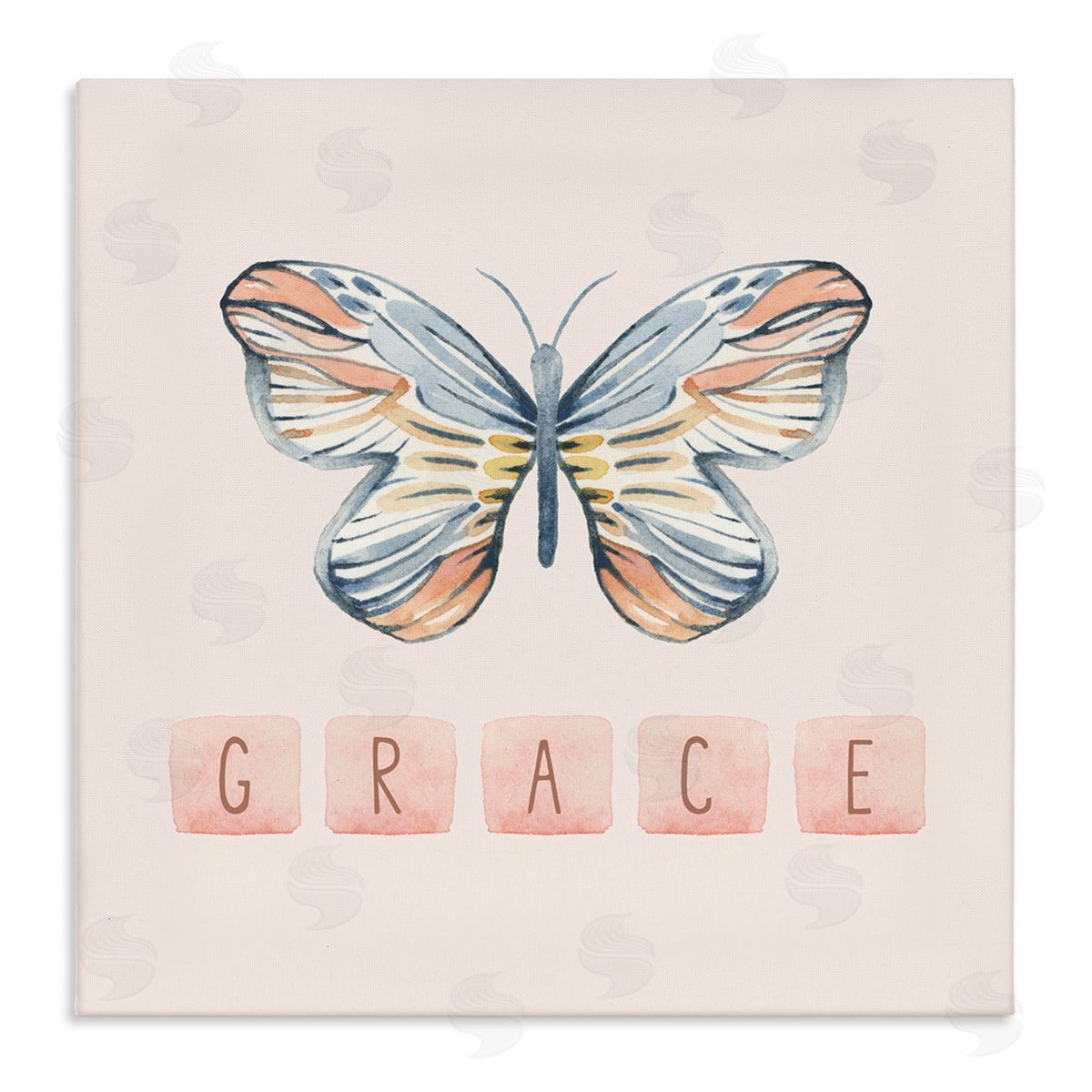 Blue Chair Blessing Grace with Butterfly Canvas Wall Art Print