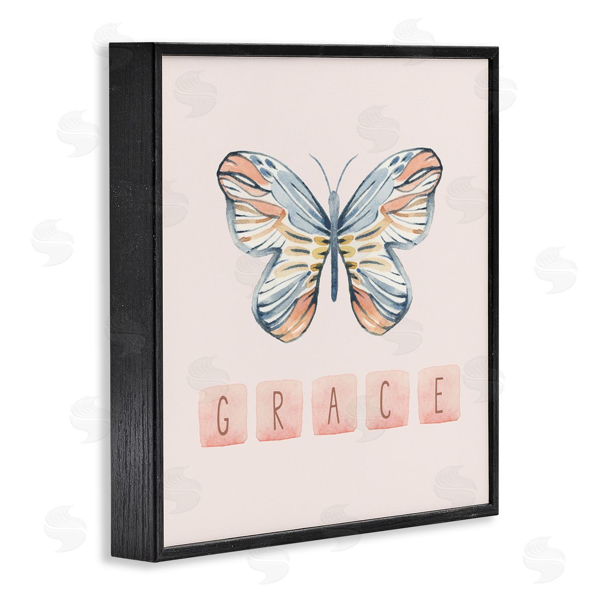 Blue Chair Blessing Grace with Butterfly Black Framed Giclee Wall Art Print