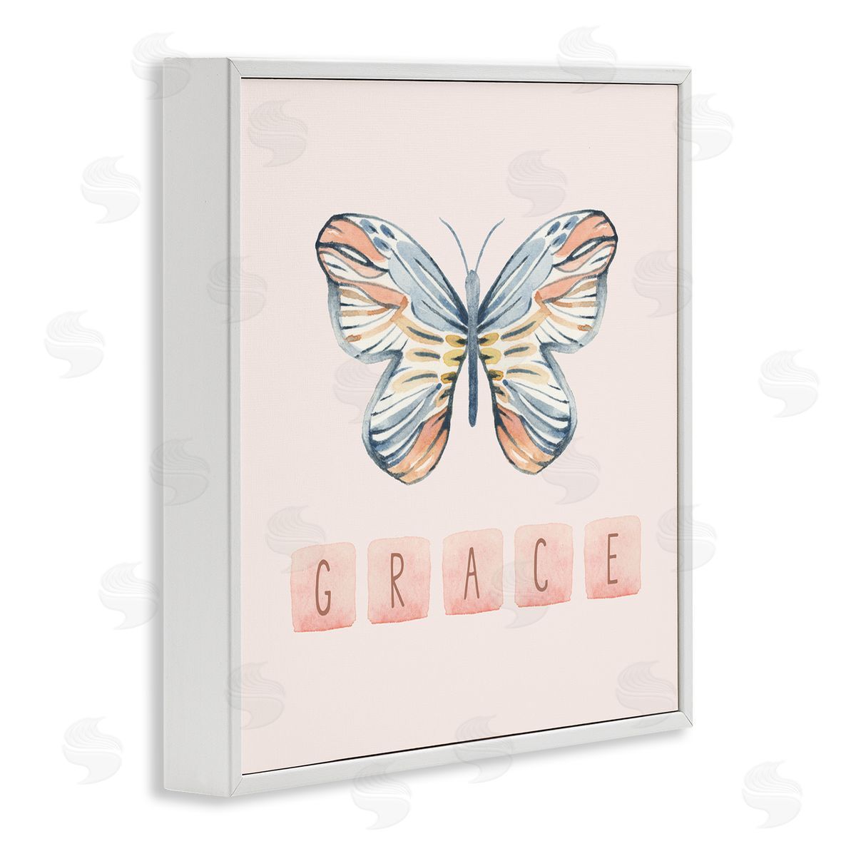 Blue Chair Blessing Grace with Butterfly White Framed Giclee Wall Art Print