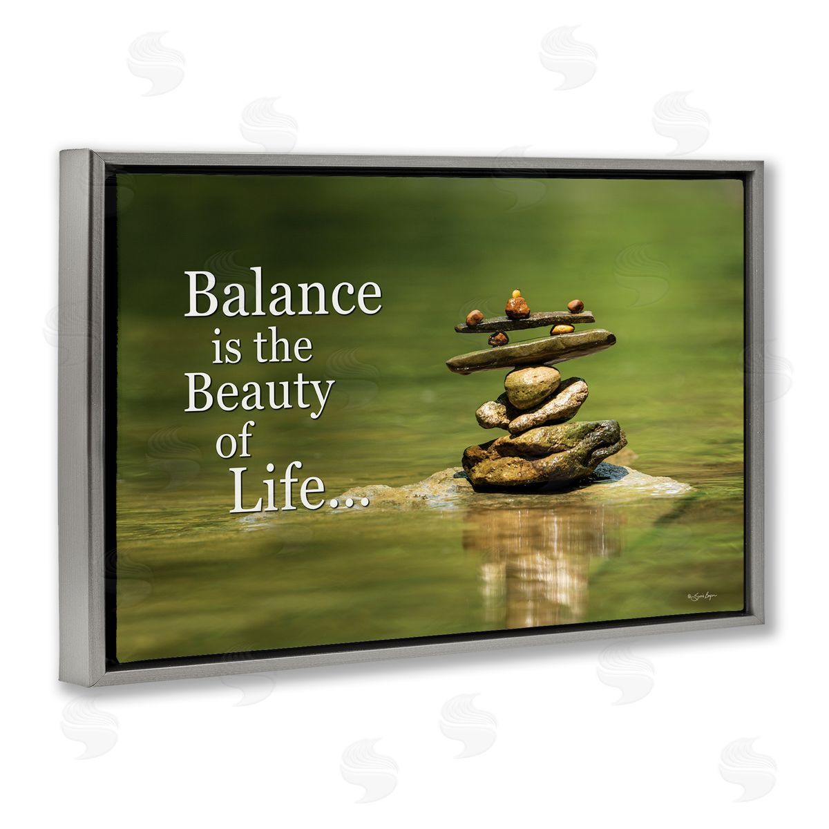 Susie Boyer Balance Is Beauty Gray Floating Frame Canvas Wall Art Print