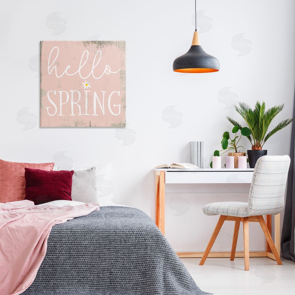 Stupell Studio Rustic Hello Spring Canvas Wall Art Print in Room