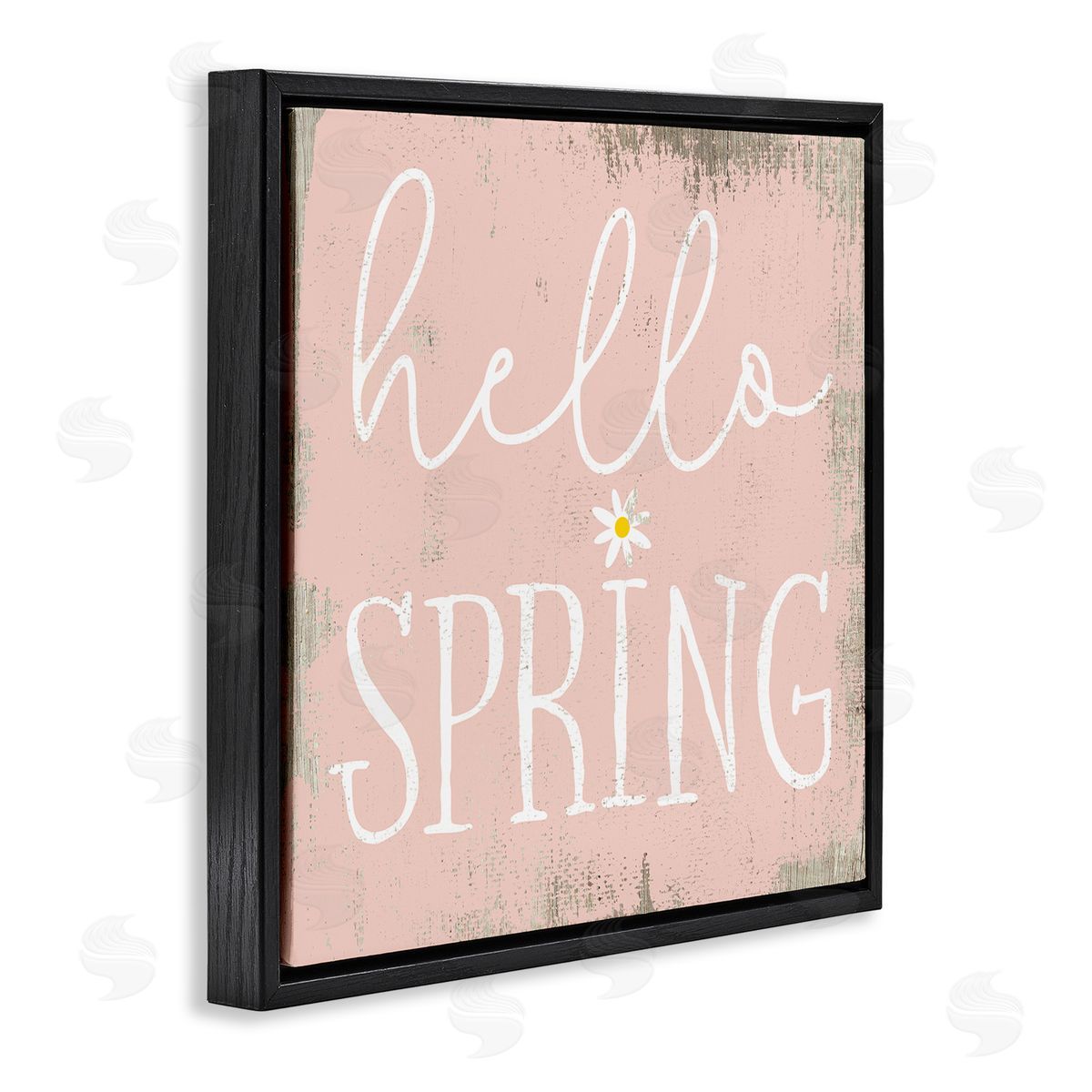 Stupell Studio Rustic Hello Spring Black Floating Frame Canvas Wall Art Print